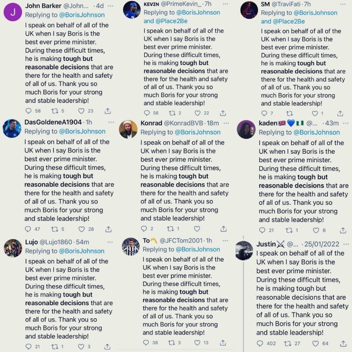 MrBenakaCJ's tweet photo. @NadineDorries @DailyMailUK Who controls and pays for all the Govt Bots that pump out identical propaganda under different names? https://t.co/LRtTF2t4Q6