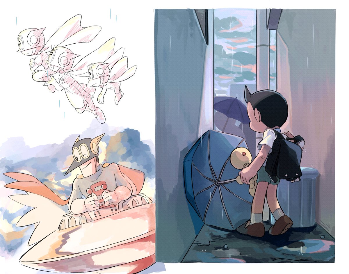 夏と夕方と雨上がり的なお絵描き🌇