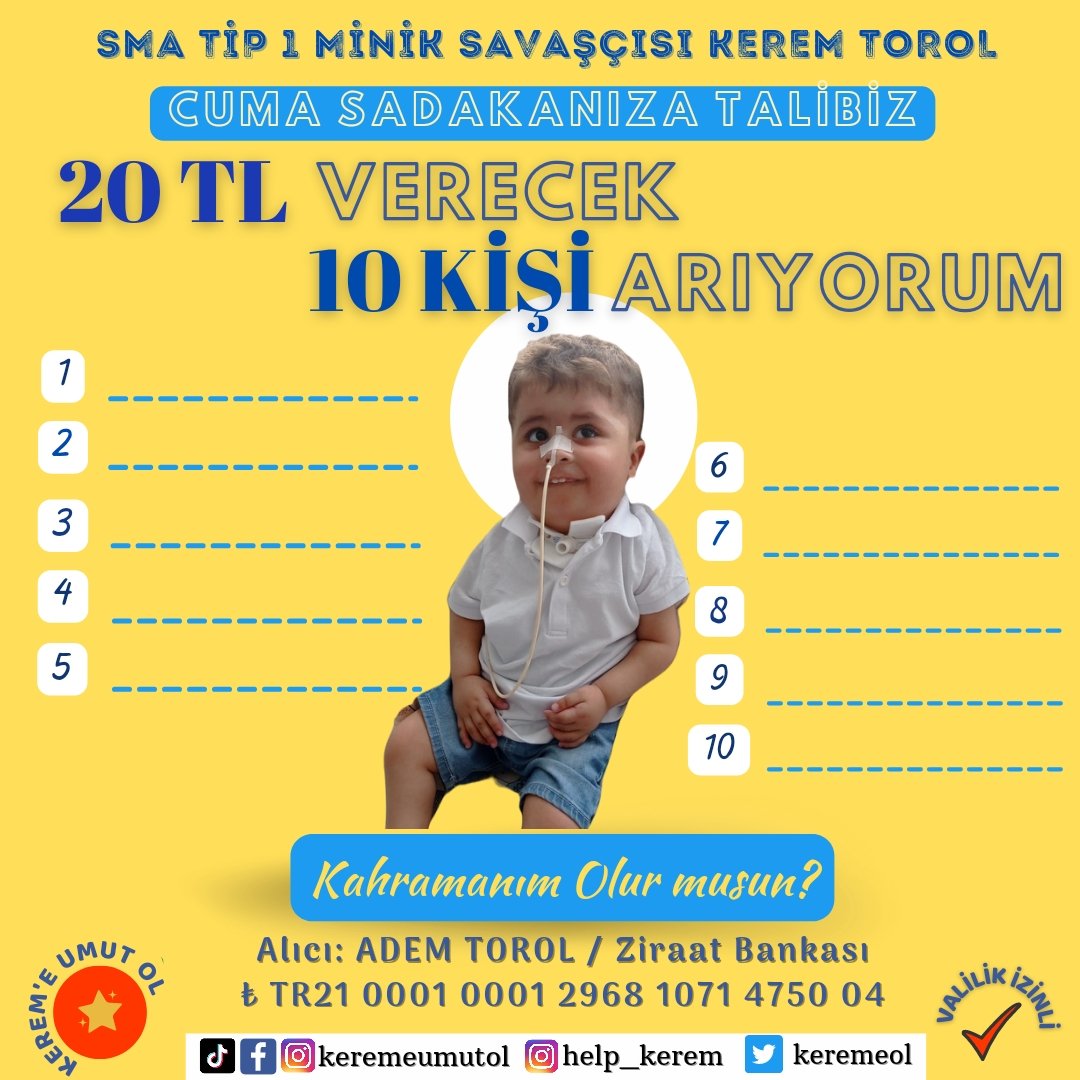 Cuma sadakanıza talibiz 🤲🏻
Ne olur yavrumun ellerinden tutun, çok az bir miktar kaldı: son %13

Ziraat B./Adem Torol
TR210001000129681071475004
taplink.cc/smatip1_kerem

#KontakKapatTürkiye #GemlikeYürüyoruz Zeynep Bastık #pomem #kapaklı Bursa 1 Benzine 2 #Dolar #SağlığaYeniBakan