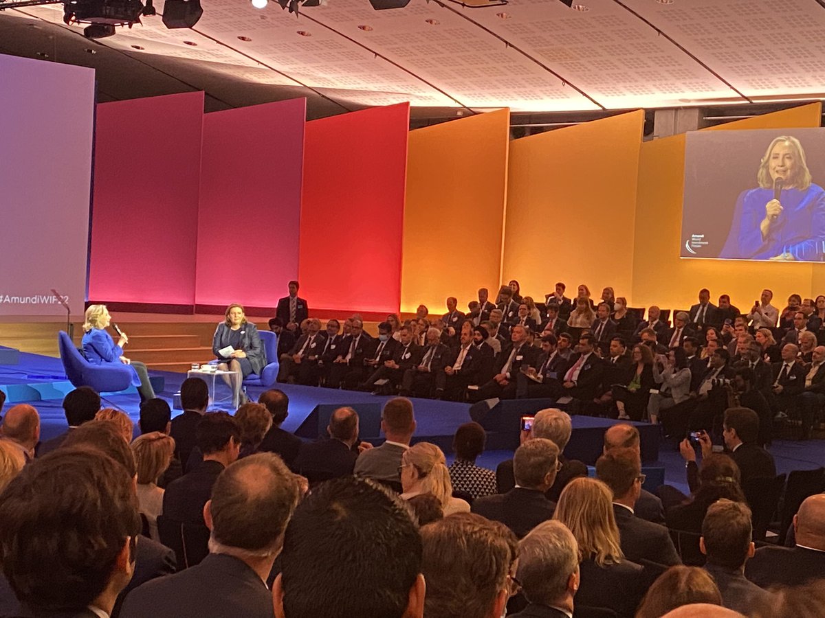 #AmundiWIF22 <a href="/HillaryClinton/">Hillary Clinton</a> "Vladimir Putin's ambition is clear. It's to be Peter The Great and as we know Peter The Great fought wars against #Nordic countries during 20 years"