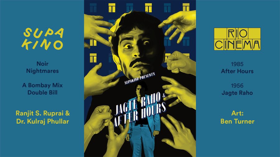 @supakino_ is back @riocinema on 19 June! @ranjitsruprai has thrilling #BombayMix2022 noir nightmare doublebill of cult Martin Scorsese neo-noir AFTER HOURS (1985) + brilliant JAGTE RAHO (1956) prod by/starring great Raj Kapoor 🖤 #filmnoir