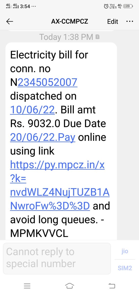 AditiPradha's tweet photo. @mpczDiscom I've been consistently paying my electricity bills on time month on month without fail &amp; now receiving this bill amounting Rs.9032 that too when my flat is locked since I'm out of town, which means no consumption of electricity! Please check! https://t.co/EqjTRd3hgz