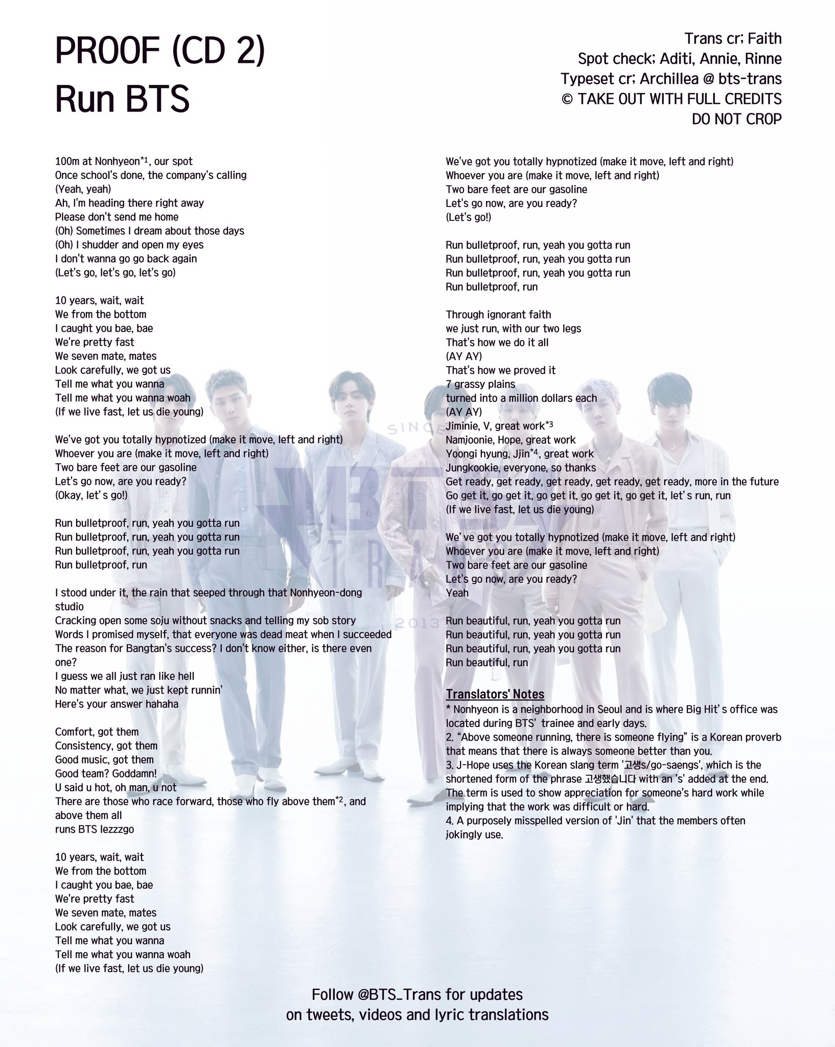 BTS Lyrics ⁷ on X: Stop runnin' for nothin' Paradise - BTS --- @BTS_twt  #lyrics #AnswerIn7Days #LOVE_YOURSELF  / X