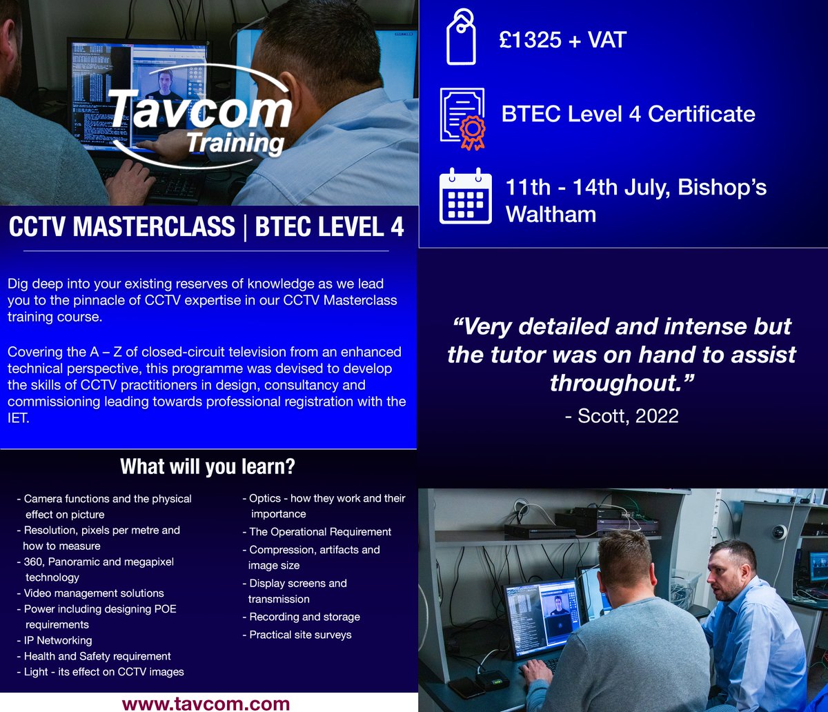 Be the #CCTV master in the room from any room with our in-depth CCTV Masterclass programme.