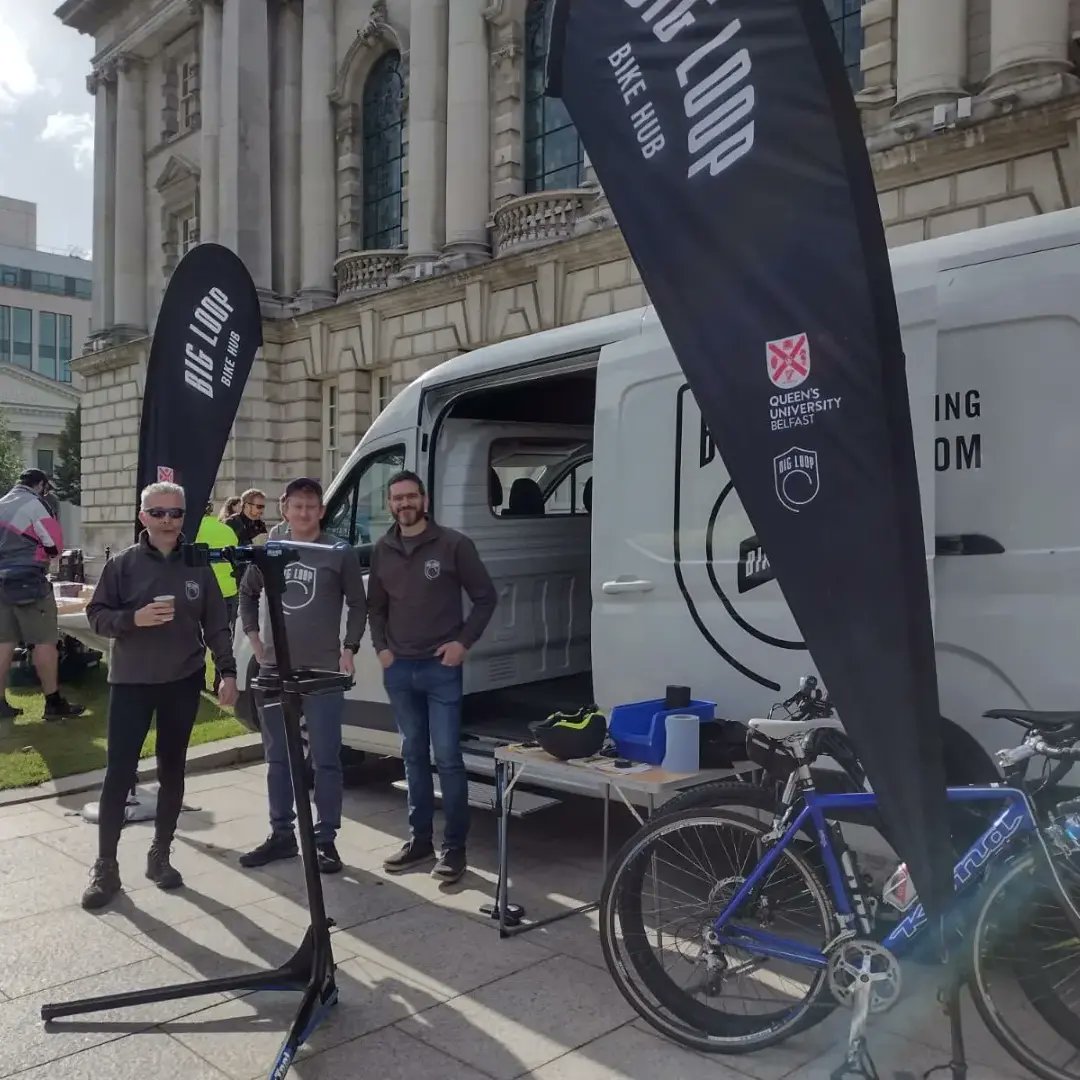 bigloopbikes's tweet photo. Tim, David, Vincent and Richard, from BLB and our charity @turnaroundproj, were delighted to take part in @cyculcc Ride On Belfast this morning! It was great to see such a fab turnout from all over Belfast 🚴🤩
.
#ROB8 #socialenterprise @wearecyclinguk @greenatqueens @seesense_cc https://t.co/p8v3883mTi