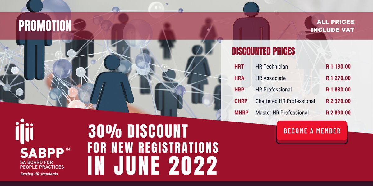 SABPP1's tweet photo. **PROMOTION**

Gear up and become a member with SABPP and make a difference
Get a 30 % discount when you register in June 2022
All prices are inclusive of VAT

Register Today https://t.co/nxyzuLHGOz 
**Promotion ends 24 June 2022 https://t.co/EshytkrkQz