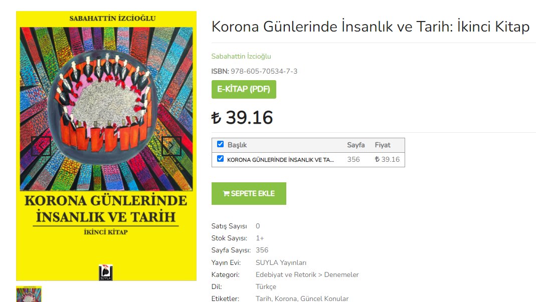 YENİ NESİL YAYINCILIK
Bölümlü ve POD opsiyonlu elektronik kitap dağıtım portalı: talebe.com
'Korona Günlerinde  İnsanlık ve Tarih: İkinci Kitap ' SUYLA Yayınlarından e -kitap olarak yayınlandı. Sitemizden ulaşabilirsiniz. talebe.com/kitap/korona-g…
