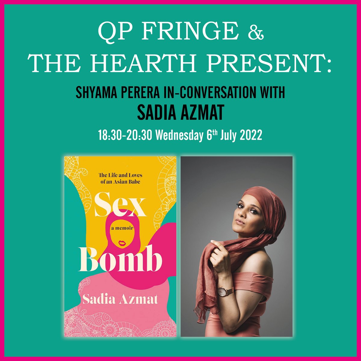 Queenʼs Park Book Festival (@qpbookfest) on Twitter photo Book your tickets for the next #QPFringe 6 July 6:30-8:30. We're celebrating <a href="/sadia_azmats_/">Sadia Azmat</a>'s new memoir #SexBomb. Funny, sexy and conversation-shifting, join us for a talk about juggling women's identities and cultural expectations in modern Britain. eventbrite.co.uk/e/qp-fringe-bo… Book your tickets for the next #QPFringe 6 July 6:30-8:30. We're celebrating <a href="/sadia_azmats_/">Sadia Azmat</a>'s new memoir #SexBomb. Funny, sexy and conversation-shifting, join us for a talk about juggling women's identities and cultural expectations in modern Britain. eventbrite.co.uk/e/qp-fringe-bo…