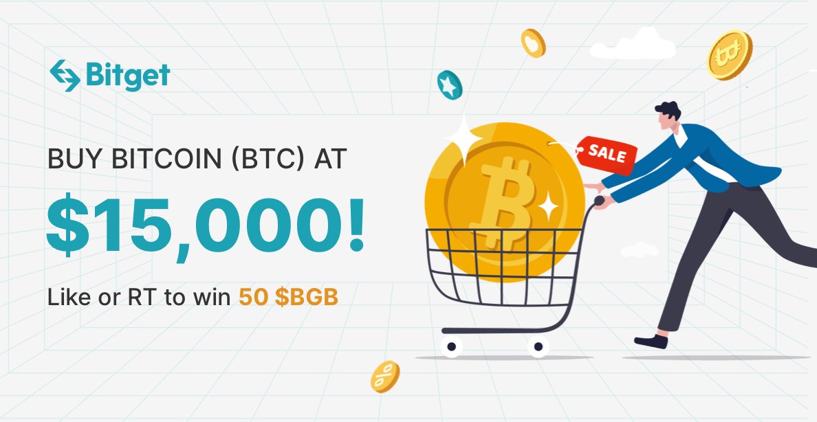 bitget's tweet photo. If Bitcoin dropped to $15,000, would you buy $BTC on #Bitget? 🤔

🔃 RT if you would buy without hesitation
💙 Like if you already bought $BTC and would buy more!

💰10 participants will receive 50 $BGB! 
(Winners will be selected on June  12, 11 AM UTC) https://t.co/cY6GWaTUqd