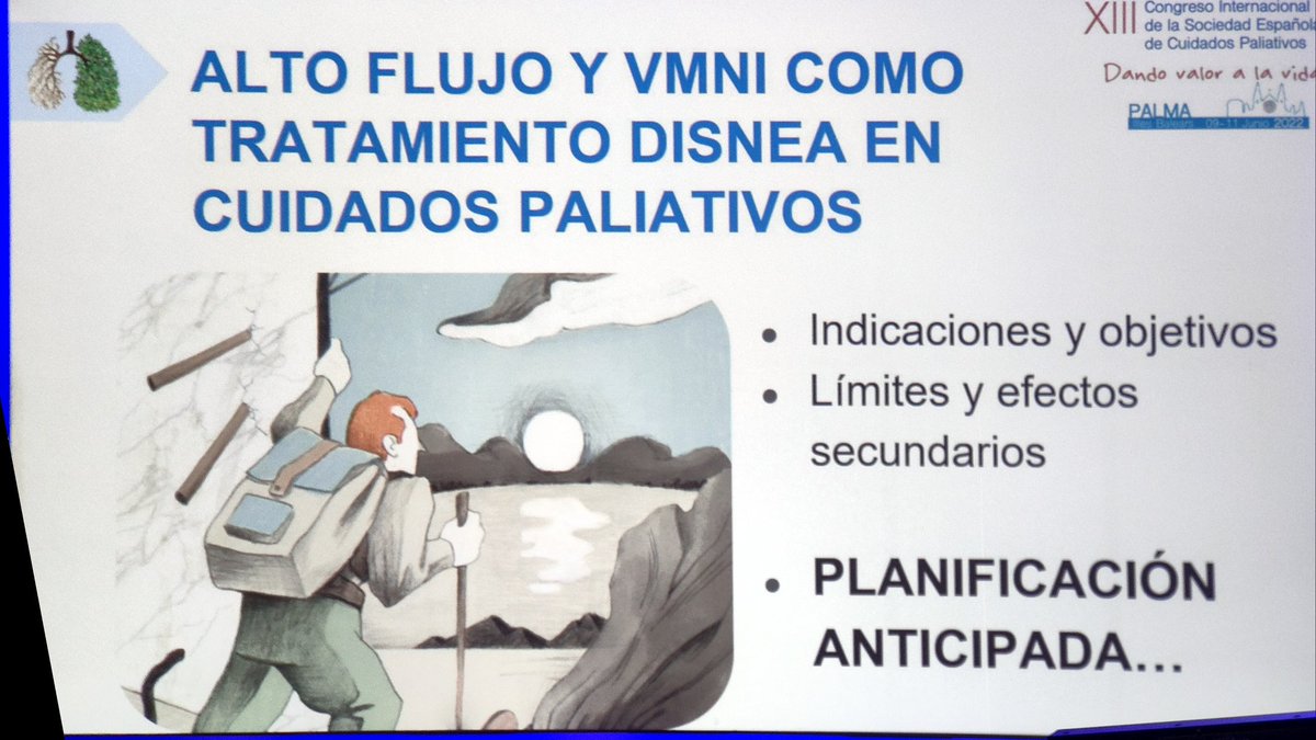 tayvs15's tweet photo. #secpal2022palma Dr.Daniel Gainza. Importancia de la Planificación Compartida de la Atención para el uso de las terapias de alto flujo/VMNI en pacientes paliativos para el abordaje de la disnea. https://t.co/Z8RGu27ZMn