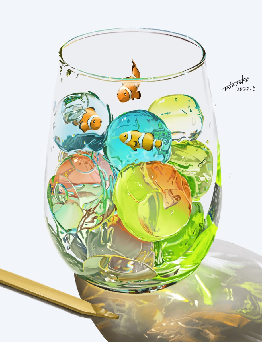 ゼリー遊び 透明の描き方となぜ透明に見えるのかを5分弱の動画にまとめました 鯛之助のリアル絵のイラスト