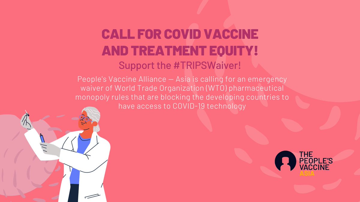 The refusal to support a #TRIPSWaiver for COVID vaccines, tests & treatments is costing lives of billions of people in developing countries and can result in more variants that may prolong the pandemic. @NOIweala @lagberie #EndCOVIDMonopolies @PVA_Asia