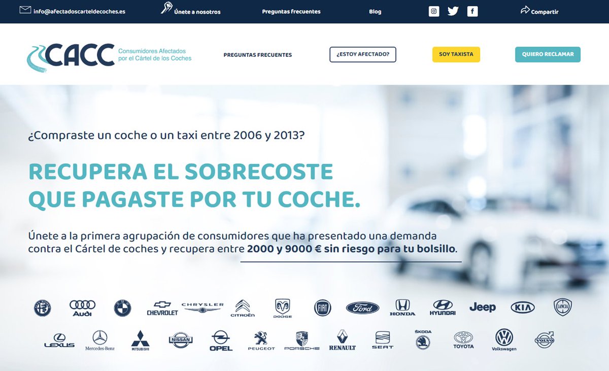 Así ha quedado nuestra página web 👏🙌 

Tras las últimas novedades ahora resulta más sencillo sumarte a la reclamación. 

Recuerda que el plazo finaliza en OCTUBRE DE 2022 ⚡️

#Coches #Toyota #Nissan #BMW #SINLIMITES