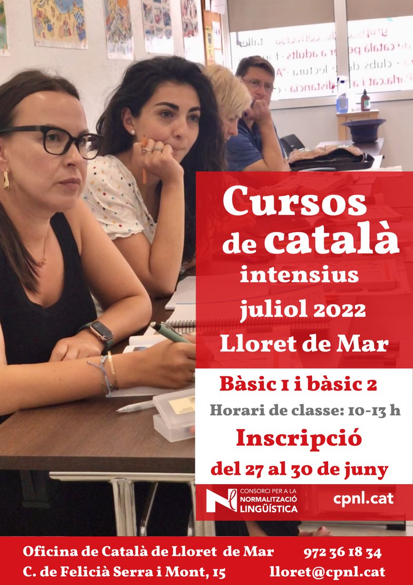📢 Aquest juliol, aprèn català amb els cursos inessius de l'Oficina de Català de #LloretdeMar.

➡️ Nivell bàsic 1 i bàsic 2
⚙️ Modalitat intensiva
💻 Inscripció en línia o presencial 🚶🏽
📅 Inscripcions obertes a partir del 27 de juny

➕ info 👉 lloret.cat

#mylloret