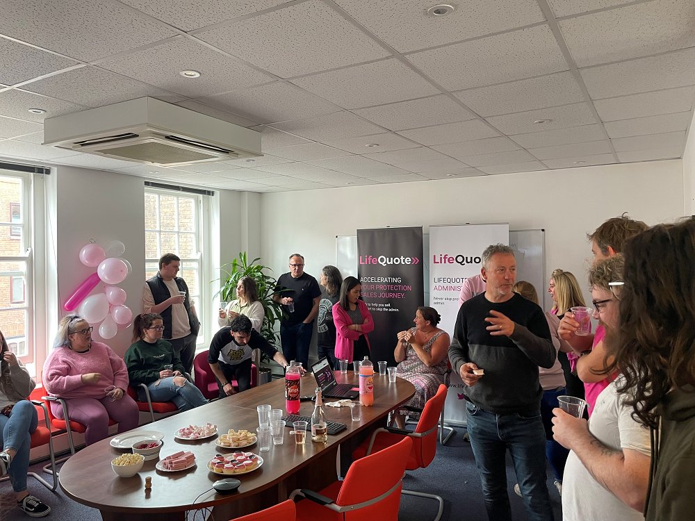 Awesome day yesterday celebrating the launch of our new website and branding. Nothing like a splash of pink to bring our new brand to life, from dressing up, cakes, sweets and of course drinks! #aintnopartylikealifequoteparty #teamLifeQuote #rebrand #newwebsite #celebrations