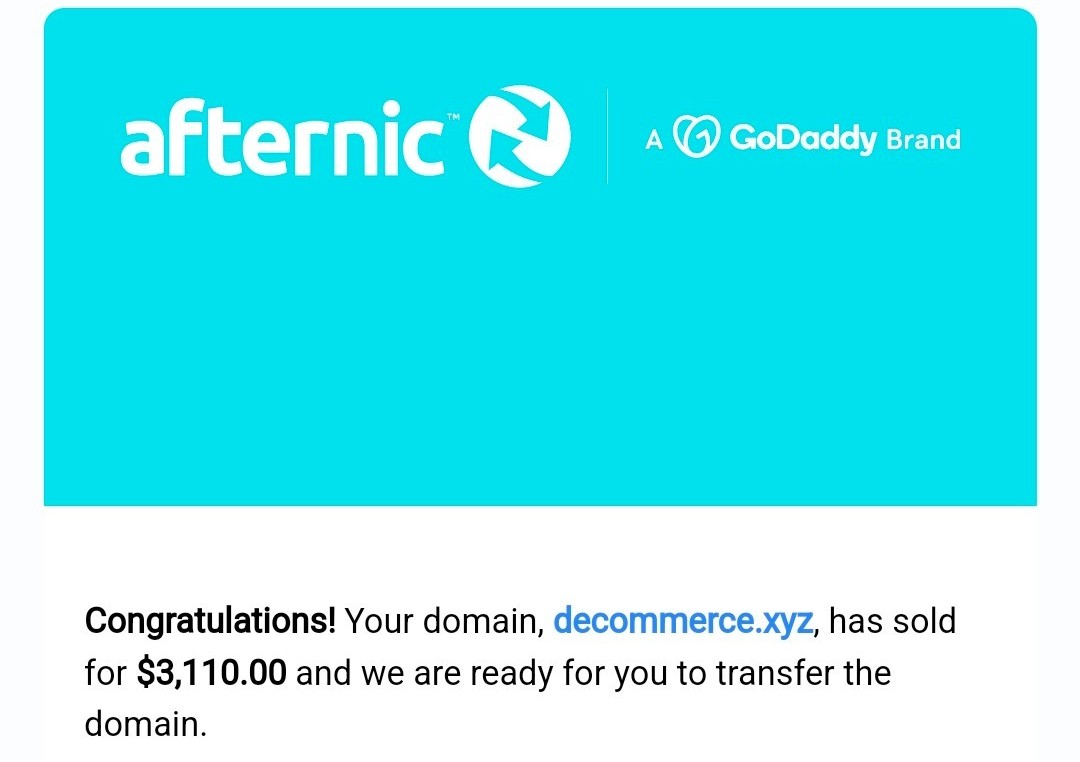 Sold decommerce.xyz 

It was my first ever .xyz reg from may 2021 and yes it's also my first .xyz sale. Coincidence 😀!!
#domains #DomainName #decommerce #ensdomains #Domain