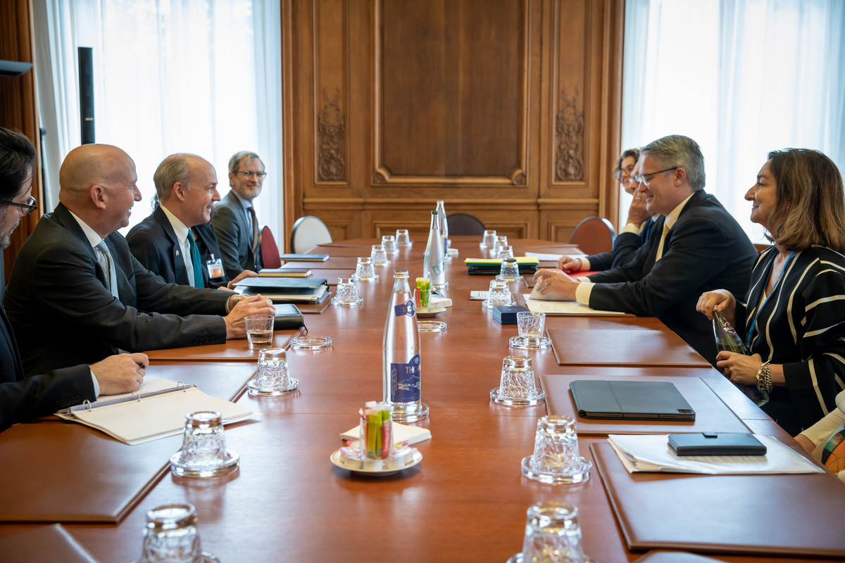 DepSecStateMR's tweet photo. Met with @OECD Secretary General @MathiasCormann during the #OECDMinisterial Council Meeting. We discussed implementing our new historic tax deal, ensuring Ukraine's recovery as it rebuilds, and the need to protect democratic values and the rule of law. https://t.co/CcSslFsIa3 https://t.co/0PYKNMiifd