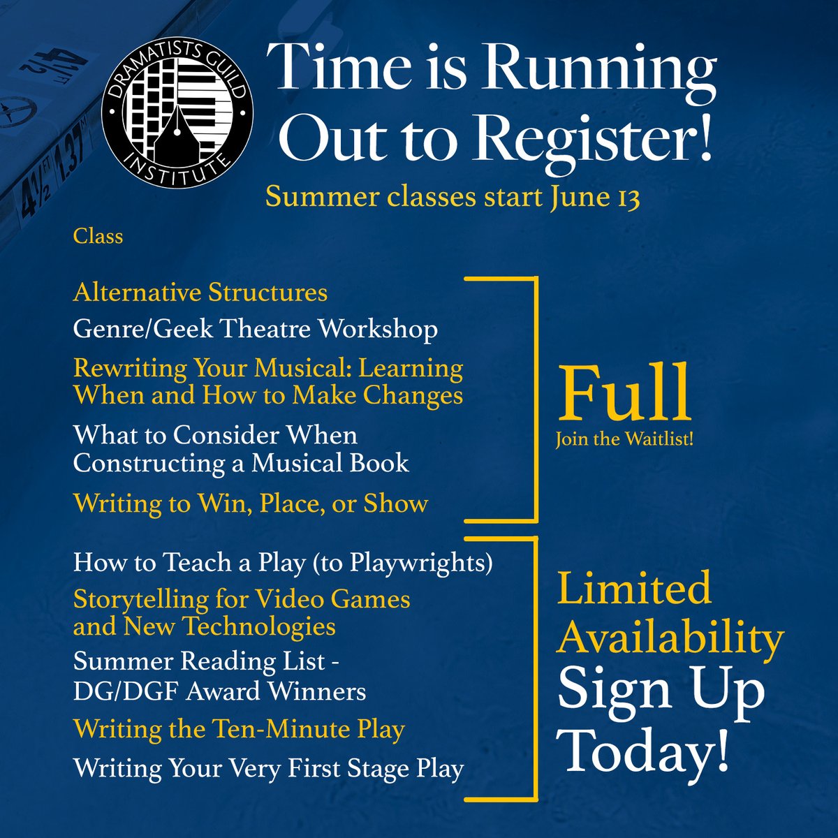 Don't miss your chance to register for @dg_institute summer 2022! We're in the final days of summer registration, and our courses are almost full. Don't wait to register for the specialty summer workshop of your choice! Sign up here: dginstitute.org