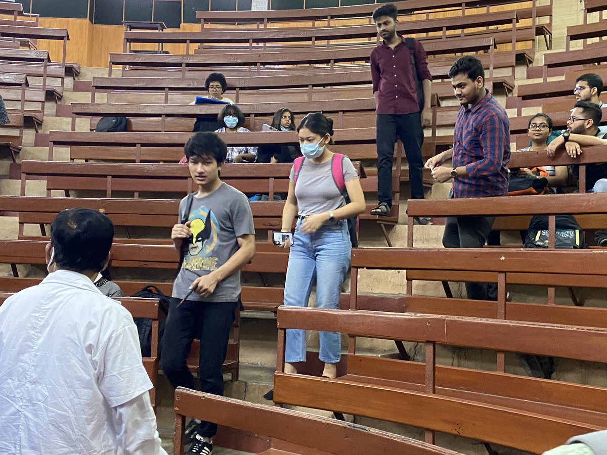 drnnraju's tweet image. In a college in Calcutta with structures of yesteryears and auditorium where Rabindranath Tagore lectured.