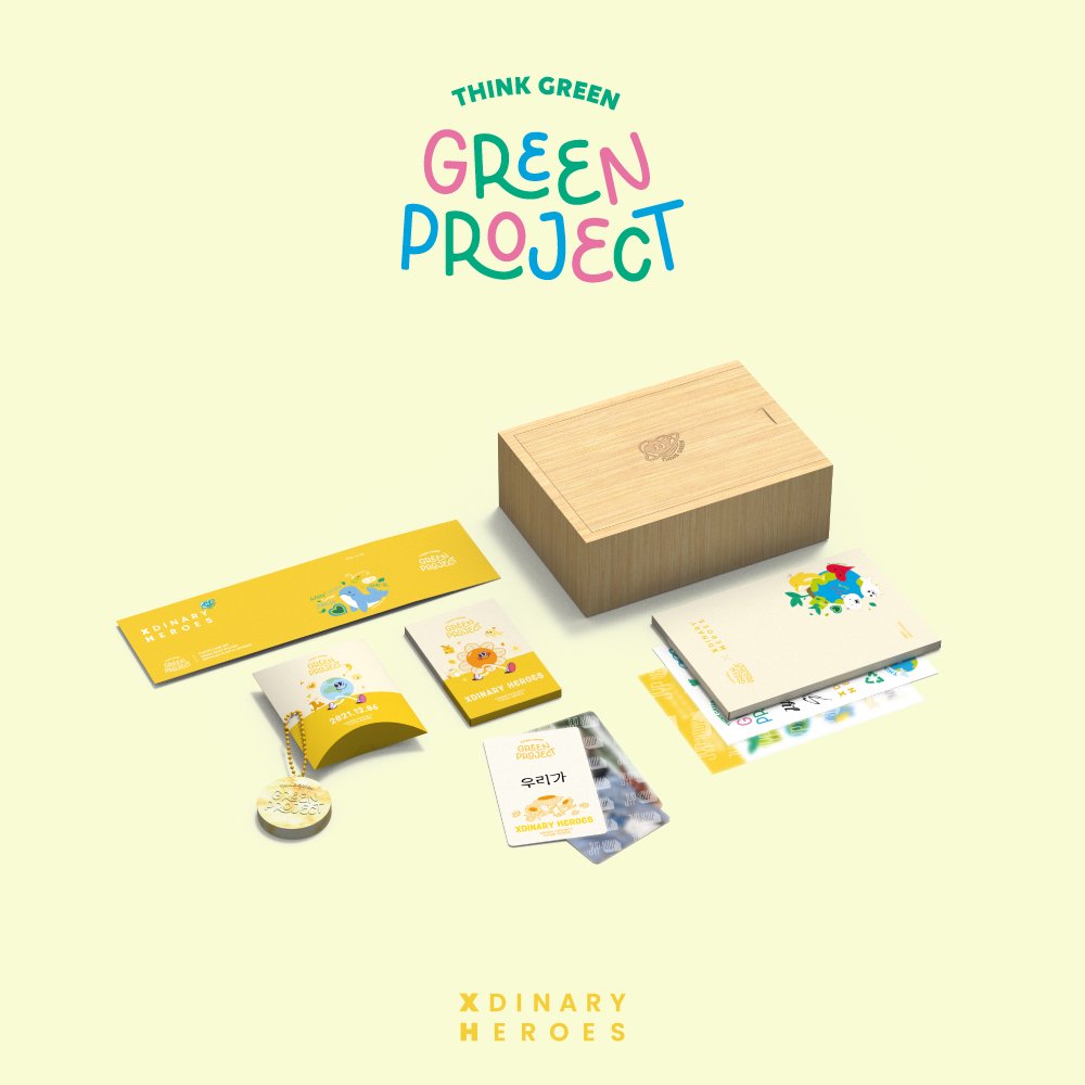 Joyooen's tweet photo. For the one and only Earth. Introducing JYP SHOP's GREEN PROJECT with Xdinary Heroes. You're greeted with cool stuffs! Get some, it will make Xdinary Heroes pleased, https://t.co/4dOl11yTSV. https://t.co/hcC0GPwTO5