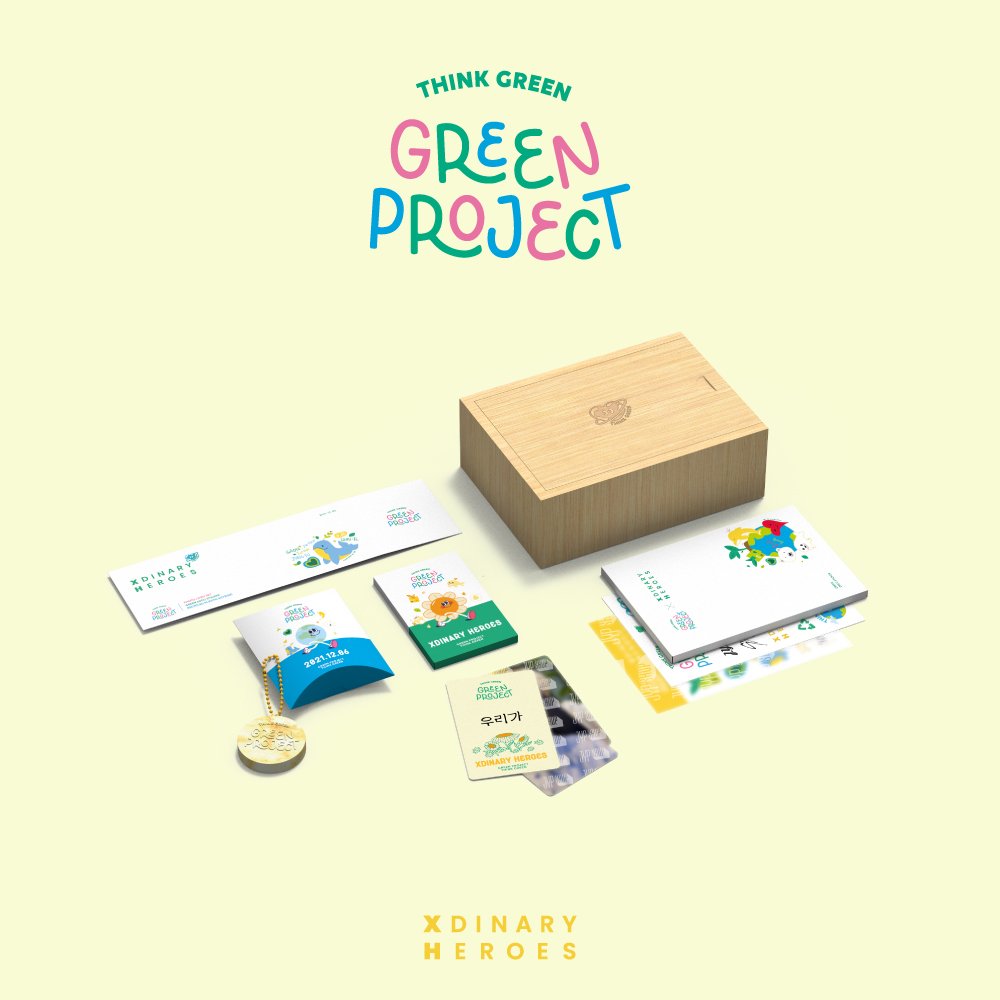 Joyooen's tweet photo. For the one and only Earth. Introducing JYP SHOP's GREEN PROJECT with Xdinary Heroes. You're greeted with cool stuffs! Get some, it will make Xdinary Heroes pleased, https://t.co/4dOl11yTSV. https://t.co/hcC0GPwTO5