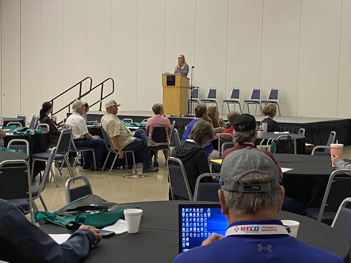 beckyleecarroll's tweet photo. #opgaconvention2022 Morning speakers included Ty Kiser &amp; Heather Ansley discussing FSA Opportunities; Charlie Graham talked about dormancy &amp; chilling hours; Alex Ott gave an update on APC &amp; APPB; and a panel discussion on sustainability and marketing.@okstate_ag #okpecans https://t.co/FoSnWgRtaG