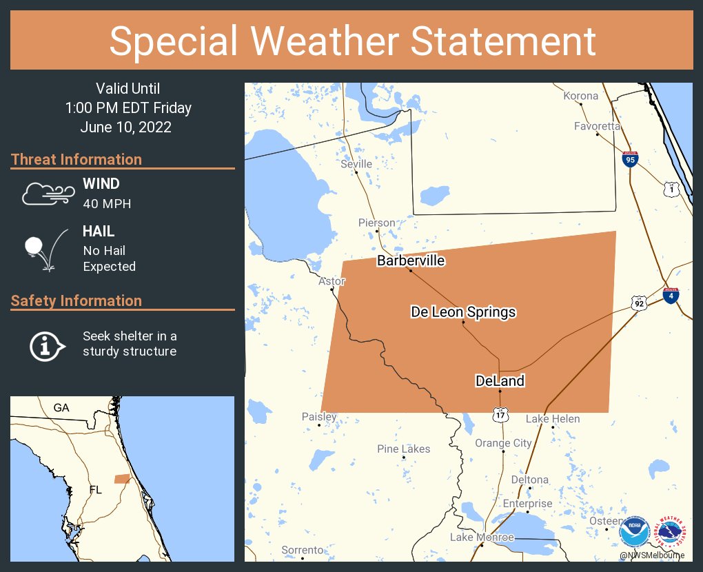 NWS Melbourne on Twitter "A special weather statement has been issued