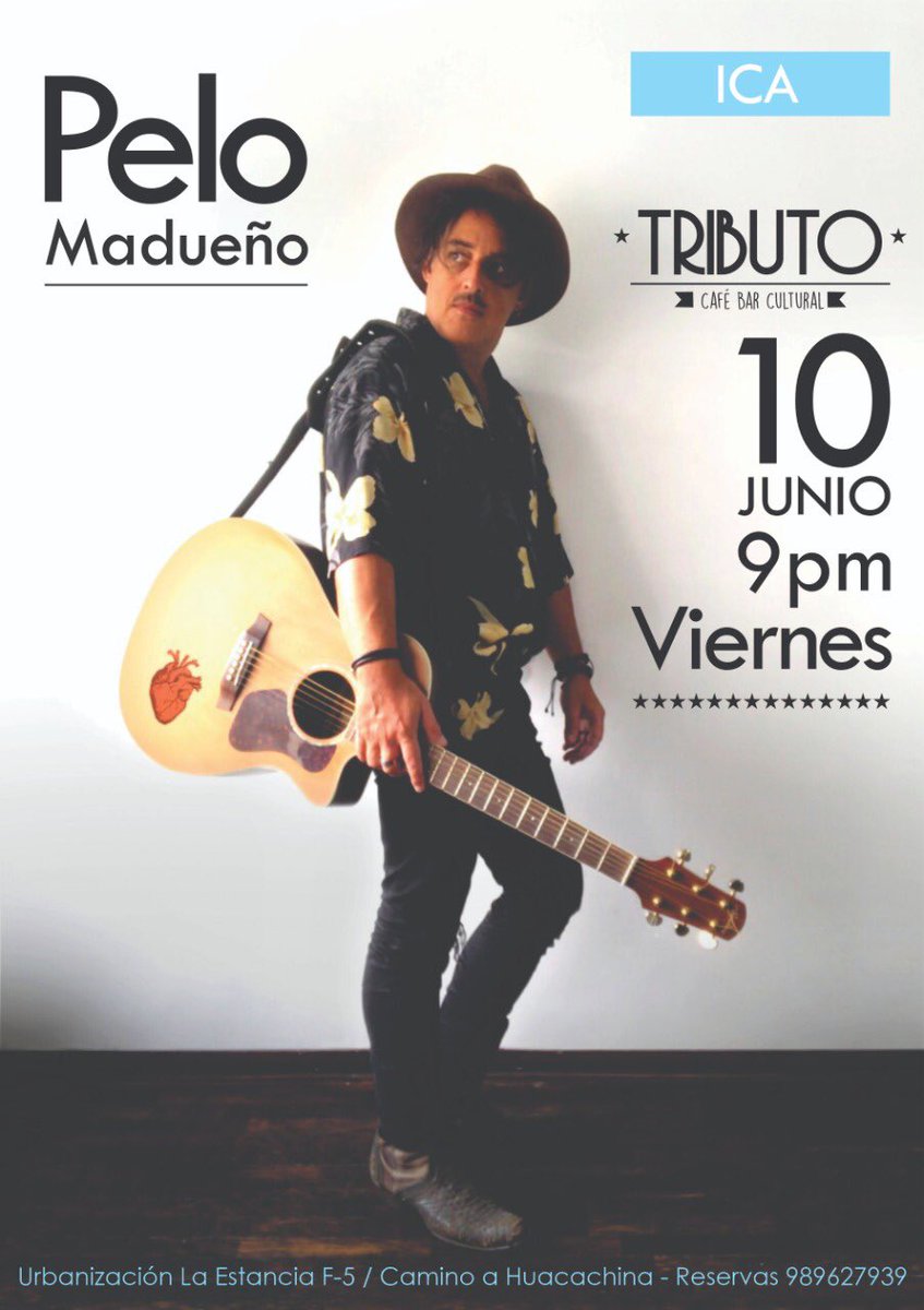 pelomusic's tweet photo. Pelo Madueño en ICA // HOY 10 junio - 21 hrs // Tributo Bar  //  Reservas: +51 989 627 939  #peloshowunipersonal ⚡️ https://t.co/r4rxemxtOH