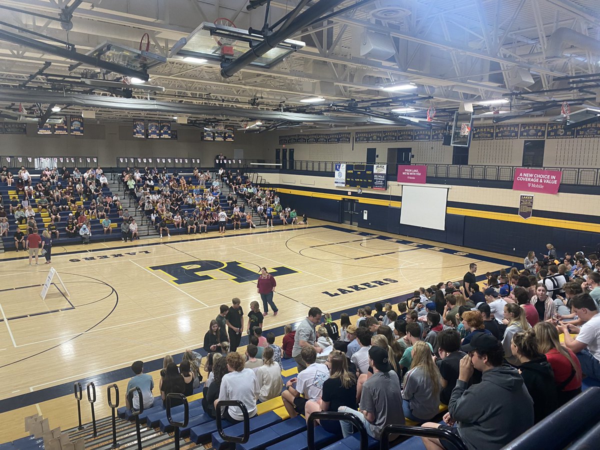 Happening now @PLHSLakers! Class of 2022 is practicing for their graduation ceremony tonight! We are so proud of our @PLLakers and we can’t wait to celebrate you tonight @isd719! #WeArePLSASAllIn❤️ @DrBezek
