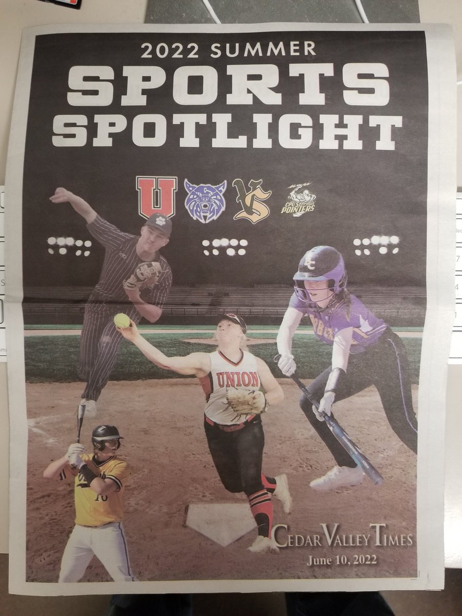 cjeilers's tweet photo. The @VintonNewspaper 2022 Summer Sports Spotlight hit newsstands today! Check out my write ups on VS, Benton, CPU and Union baseball/softball. Available at local convenience stores and at our office at 108 E 5th St in Vinton #iahssb #iahsbb https://t.co/MO05NVD7jn
