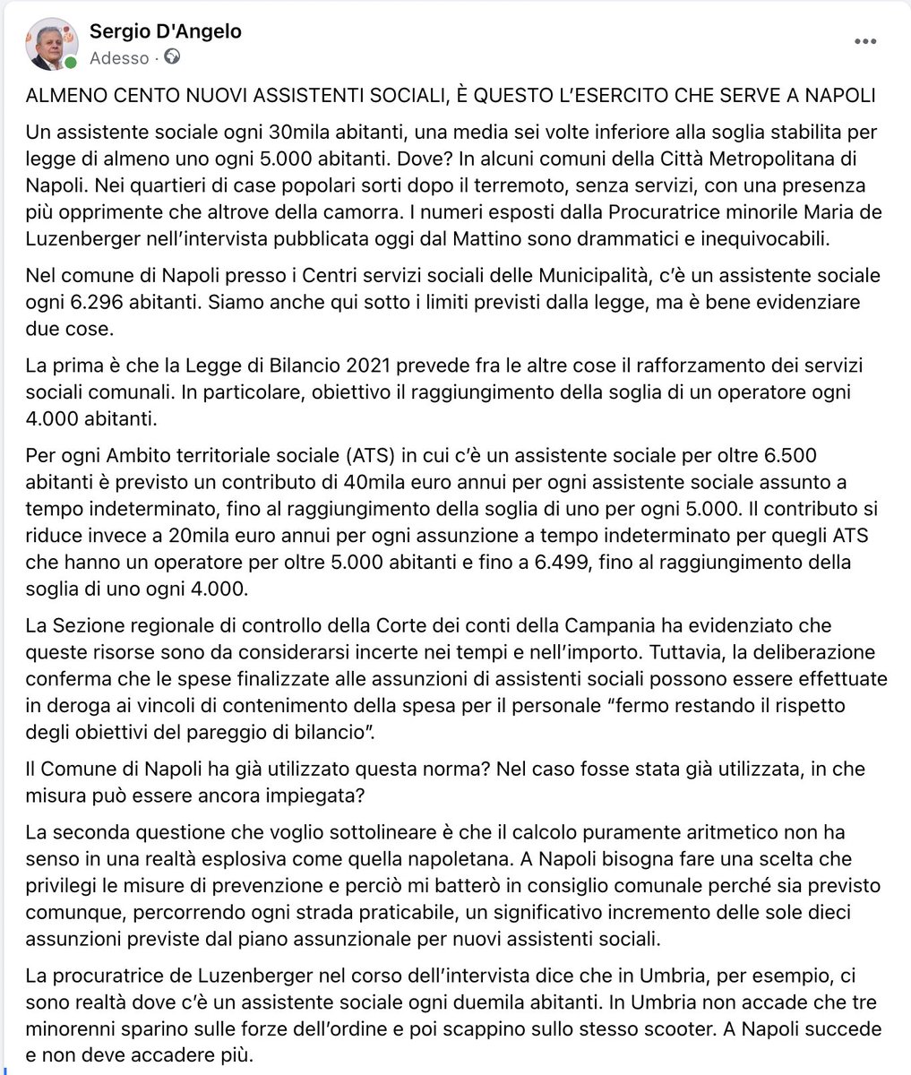 Assumere almeno 100 nuovi assistenti sociali, è questo l'esercito che serve a Napoli