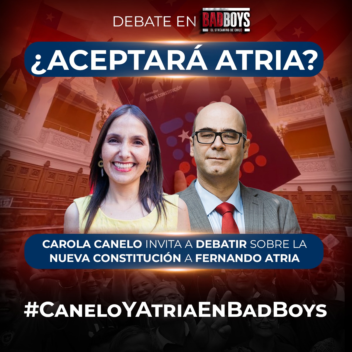 ¿Aceptará Fernando?

Nos ayudan a que Fernando se entere de esta invitación.

<a href="/CaneloCarola/">Carola Canelo</a> invita a <a href="/fernando_atria/">Fernando Atria</a> a Debatir sobre la constitución en #BadBoys