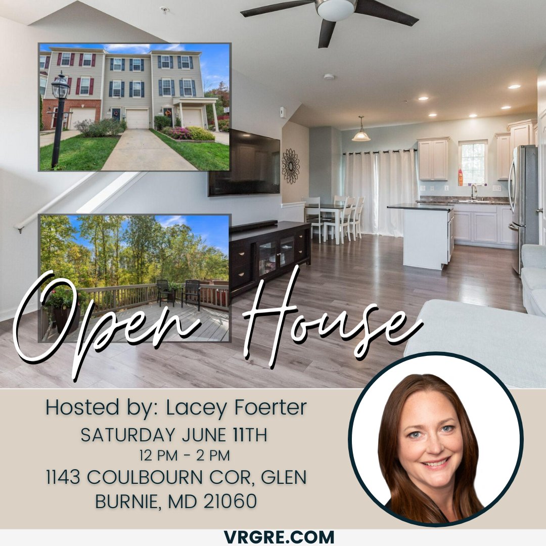 🏡OPEN HOUSE
WOW!🤩Spectacular 2 bed/2.5 bath Townhome
📣 Kitchen with SS Appliances
📣 1400+ sqft
📣 &amp; More!
Click Here: bit.ly/3xjD0Sb
Lacey Foerter - REALTOR®
VR Group
eXp Realty
📲 240.784.9191
☎️ 443.968.2671
💻 lacey.foerter@vrgre.com
⌨️ vrgre.com