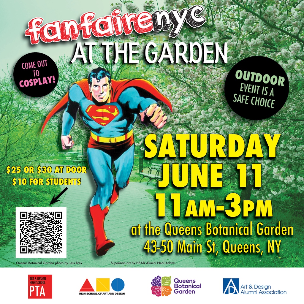 queensbotanicl's tweet photo. TW at the Garden, Sat 6/11 11a-3p: @FanfaireNYC is an annual art festival hosted by @artanddesignhspta. Enjoy hours of drawing professional cosplay models at a costumed draw-a-thon, watch a cosplay parade, & shop at Artist Alley. Tix (incl QBG admission): https://t.co/69IwtOVdms https://t.co/7BYTCcr723