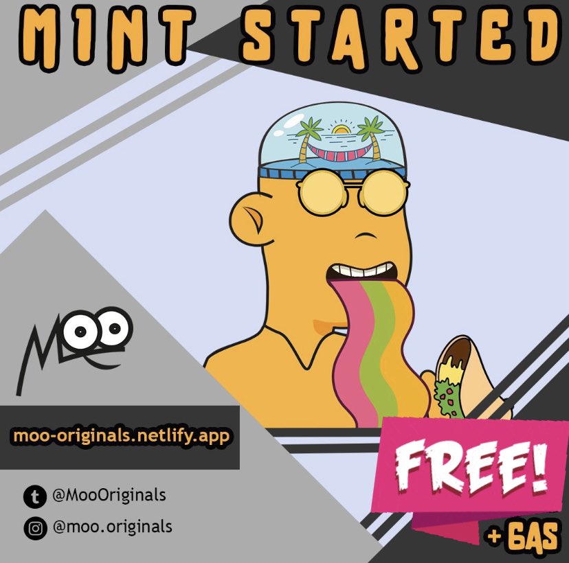 👀 Moo Originals @MooOriginals 🌈 Mint Started FREE  moo-originals.netlify.app 💈0.03 Floor Price on @opensea🌈 created by @OutATimeNFT sponsored @nft__sellers 
.
.
.
#nfts #nft #nftart #nftcommunity