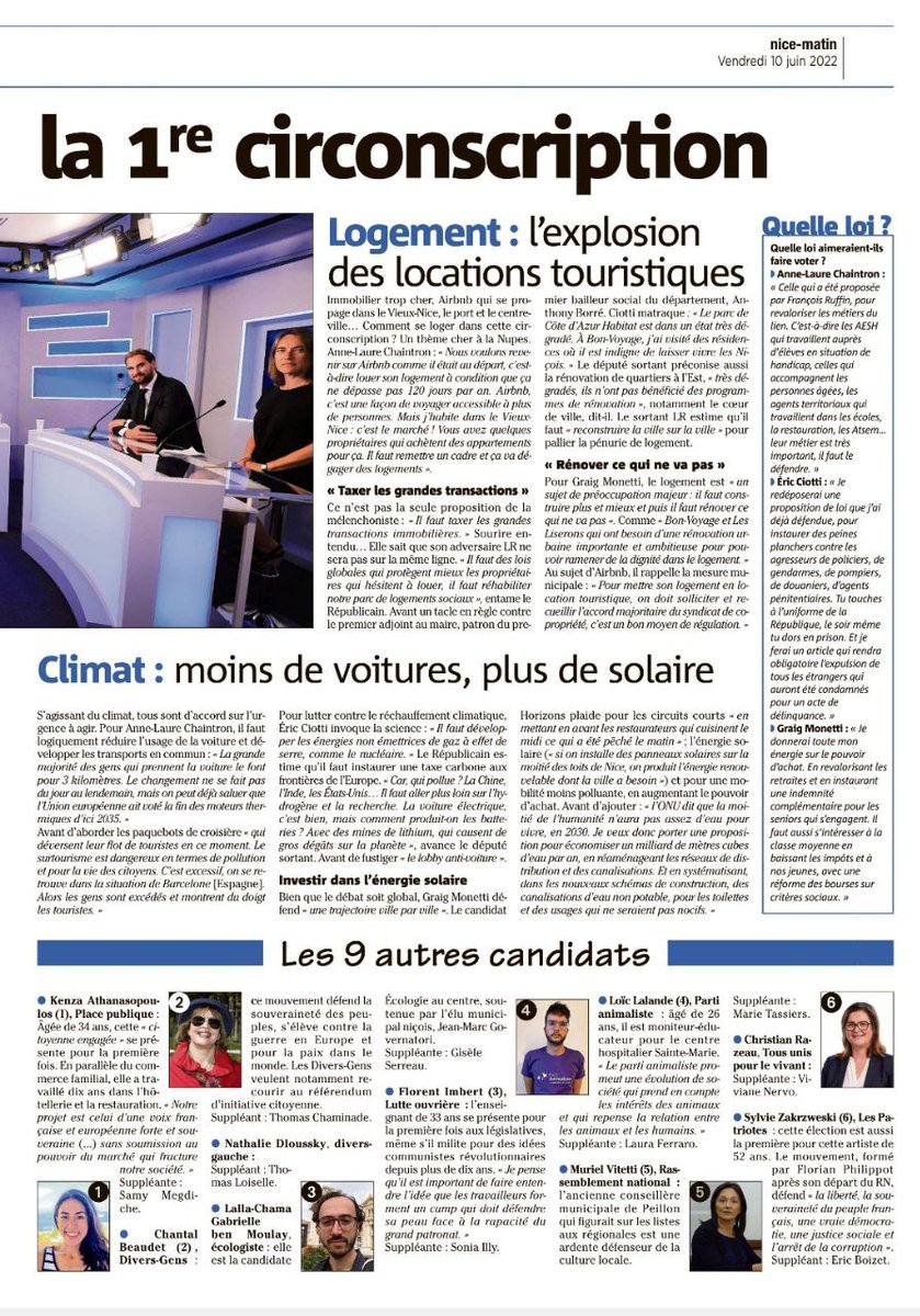 Dernier débat #circo0601 #Nice06 avant le 1er tour des #legislatives
Pour une politique vraiment différente, dimanche votez #NUPES !
👉 Reguler Air BnB stopper l'inflation immobilière
👉 Pour une école digne et émancipatrice, qui paie ses fonctionnaires et aide les enfants