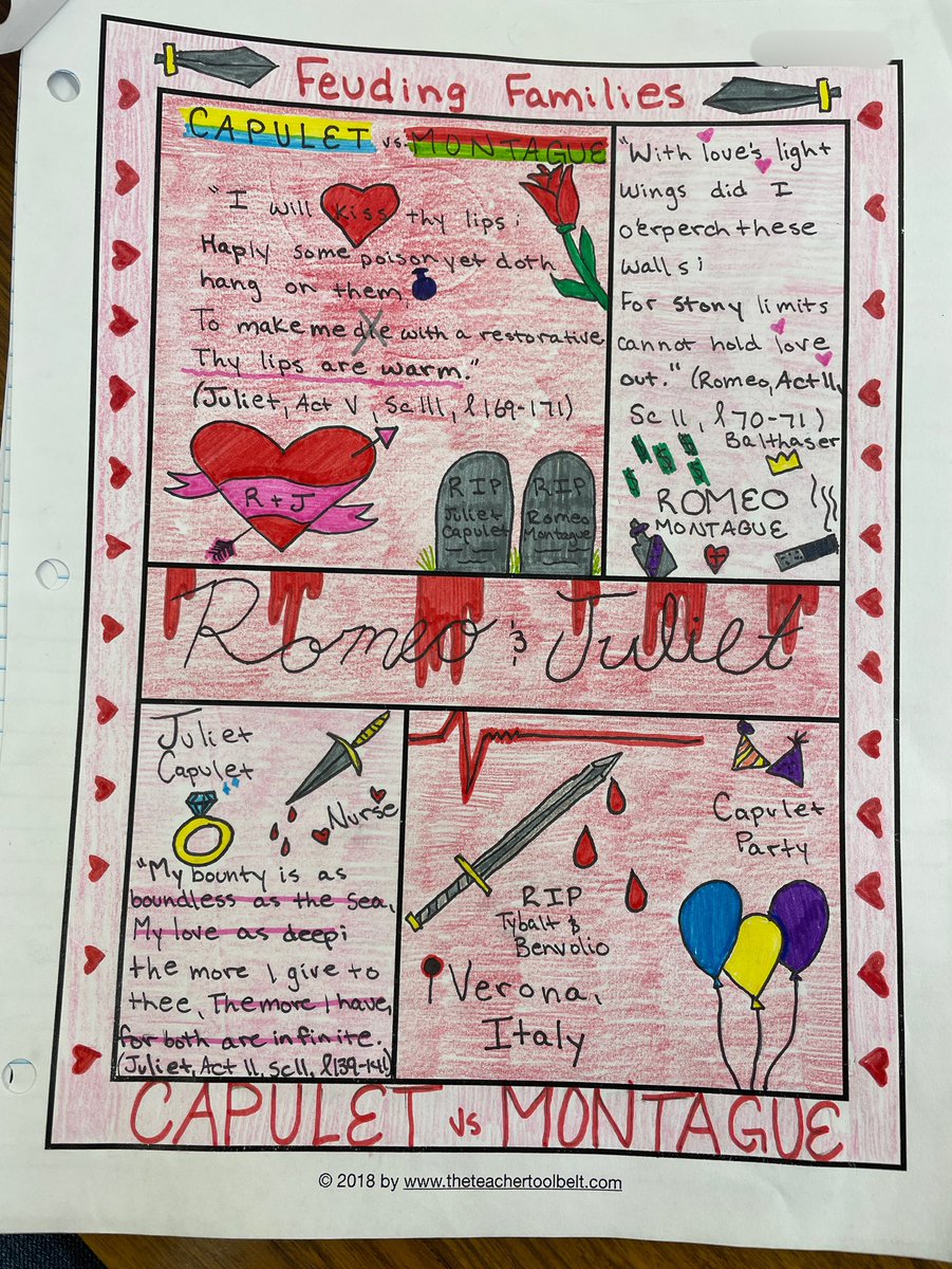 brooke_16's tweet photo. Romeo and Juliet one-pagers from ELA 9 students! Amazing! @ChinookSD @SCCHS_Comp https://t.co/6dkXreTrWj