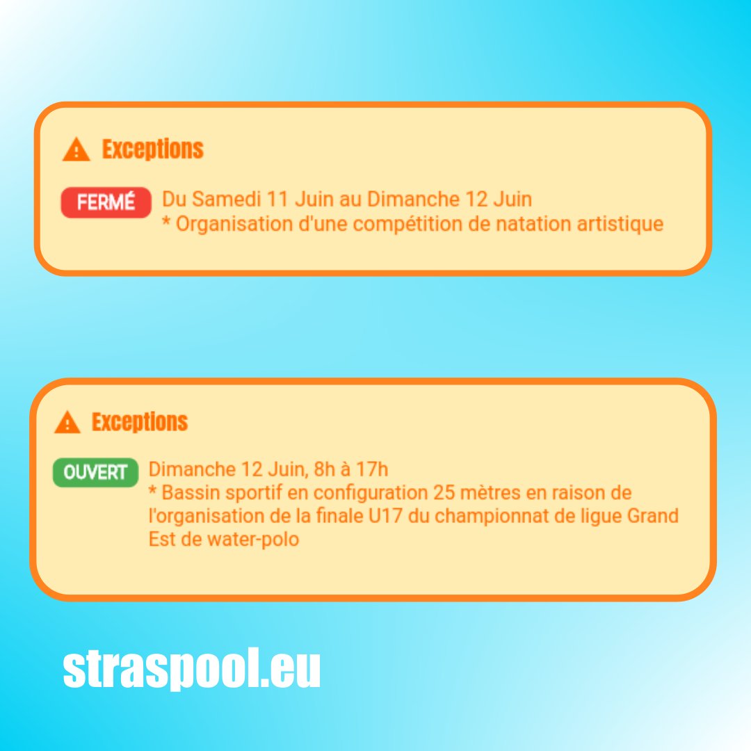 StrasPool's tweet image. ❓Êtes-vous plutôt natation artistique 🏊‍♀️ ou water-polo🏐? Dans tous les cas, des perturbations sont à prévoir ce week-end à #Strasbourg en raison d'évènements sportifs! Plus d'infos dans l'appli #straspool et straspool.eu !
@F3Alsace @bleualsace