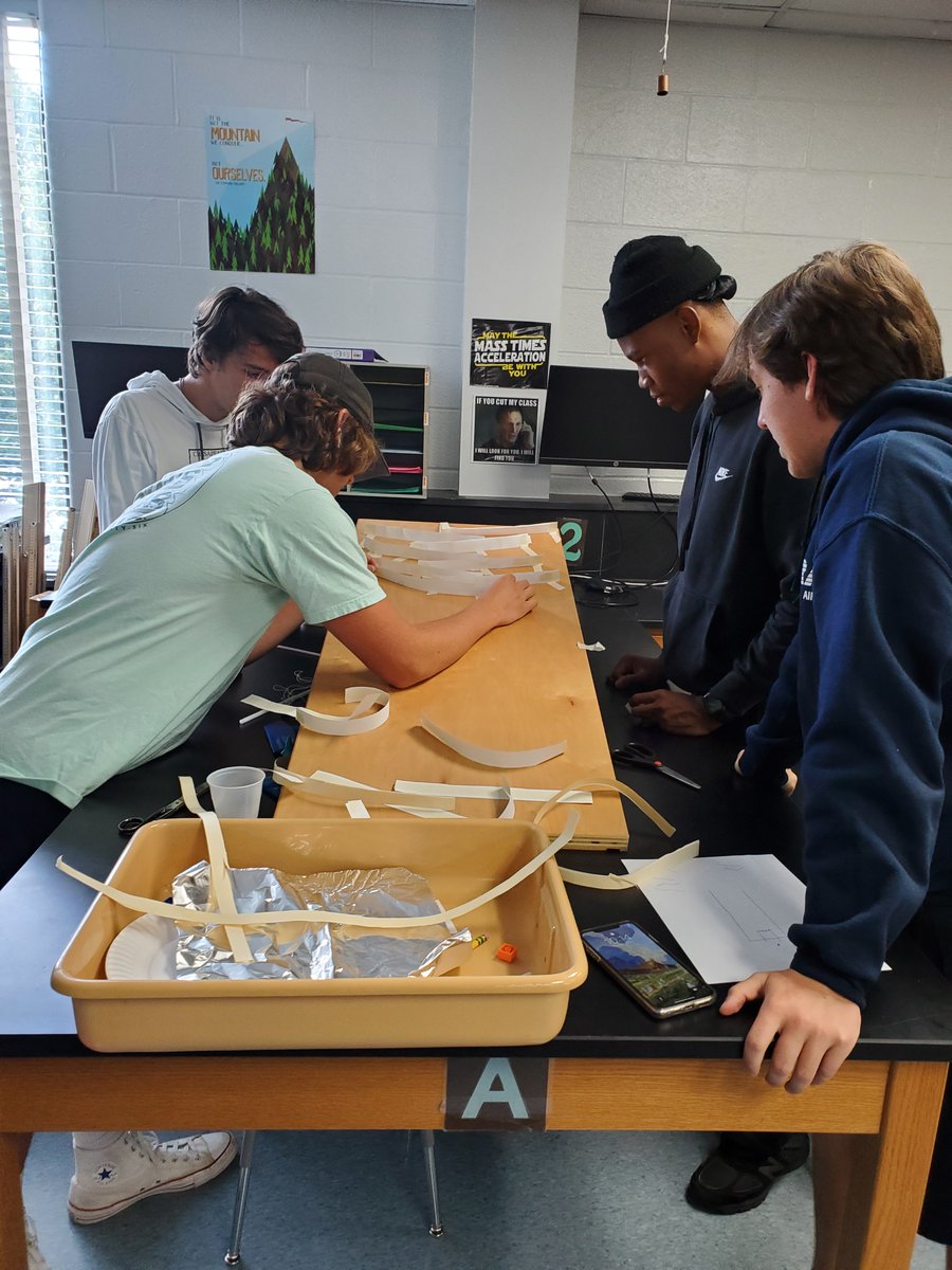 Mrs. Peckman's AP Physics students are still applying their knowledge and skills from class during the final days of their Physics Olympics... whose "barriers" will make the marble take the longest to travel down the ramp? #AACPSAwesome <a href="/IMChesapeakeHS/">Chesapeake High School</a>