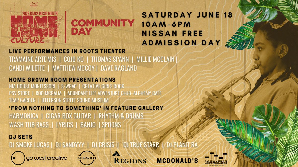 theNMAAM's tweet photo. Are you ready for NMAAM Community Day on Saturday June 18? Enjoy the @NissanUSA Free Admission to NMAAM! Be sure to also RSVP for FREE to participate in the many activities going on inside the NMAAM! https://t.co/EkgYUD5LWV https://t.co/gPD608ZCVv
