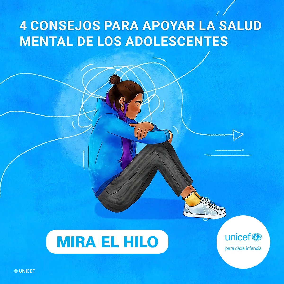 UNICEFRD's tweet photo. 💙¿No sabes cómo acercarte y hablar con los y las jóvenes sobre su #SaludMental?
👉Sigue estos 4️⃣ consejos que te ayudarán a iniciar una conversación, saber cómo se sienten y demostrarles tu apoyo.

#EnMiMente #InteligenciaEmocional https://t.co/QlFgIyEliN