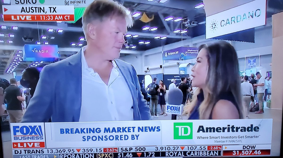 #Cardano representing at #Consensus2022 🙌 on Fox News
<a href="/IOHK_Charles/">Charles Hoskinson</a> @IOHKMedia <a href="/FoxNews/">Fox News</a>