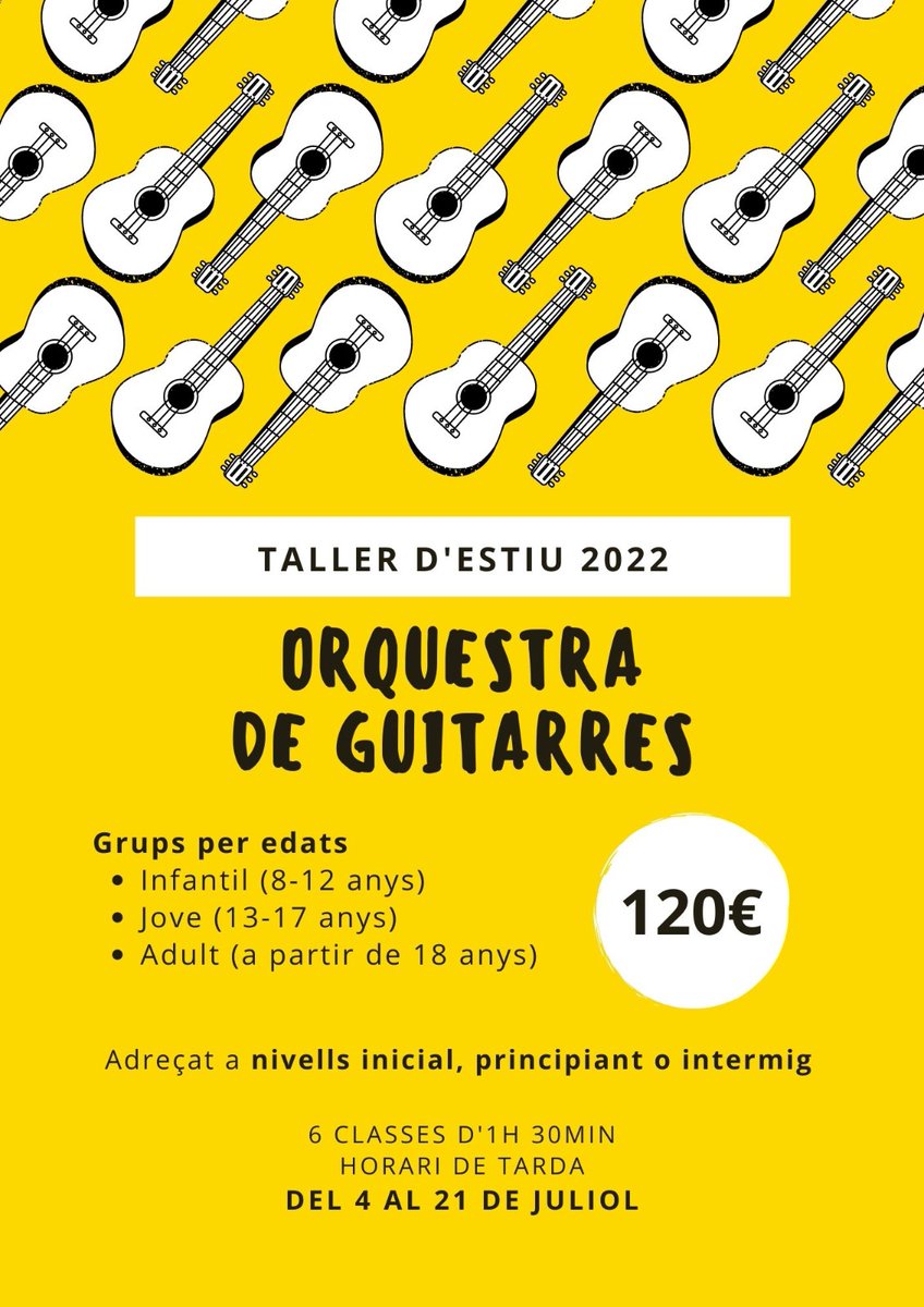 KBMusics's tweet photo. Si ets guitarrista és el teu moment: la professora de guitarra de KBMúsics, Andrea Barato, farà un curs d'orquestra de guitarres per tots els nivells durant el mes de juliol.
Aprofiteu ! https://t.co/Bik3ovthgO