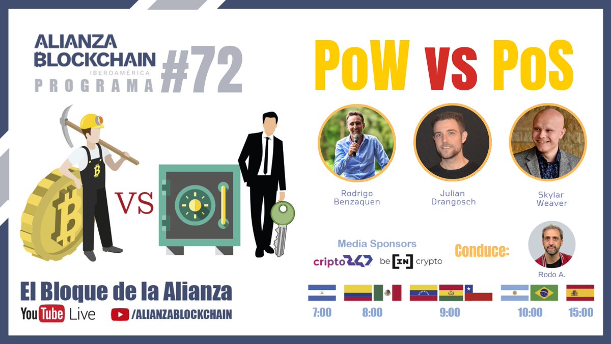 Alianza Blockchain (@alianzablock) on Twitter photo En media hora empezamos con el nuevo programa de Alinaza Blockchain!!
👉 sobre: PoW vs PoS 🚀
con la participación de🗣:
<a href="/rbenzaquen/">Rodrigo Benzaquen</a>
<a href="/jdrangosch/">Julian</a>
<a href="/skylar_eth/">Skylar</a>
<a href="/RodolfoBits/">Rodolfo Andragnes</a>
<a href="/maurotov/">Mauricio Tovar 🌴🍹</a>
No te lo pierdas!
🔴 vivo en: youtu.be/b5DPYZLUBmI
#cripto #Blockchain #bitcoin En media hora empezamos con el nuevo programa de Alinaza Blockchain!!
👉 sobre: PoW vs PoS 🚀
con la participación de🗣:
<a href="/rbenzaquen/">Rodrigo Benzaquen</a>
<a href="/jdrangosch/">Julian</a>
<a href="/skylar_eth/">Skylar</a>
<a href="/RodolfoBits/">Rodolfo Andragnes</a>
<a href="/maurotov/">Mauricio Tovar 🌴🍹</a>
No te lo pierdas!
🔴 vivo en: youtu.be/b5DPYZLUBmI
#cripto #Blockchain #bitcoin