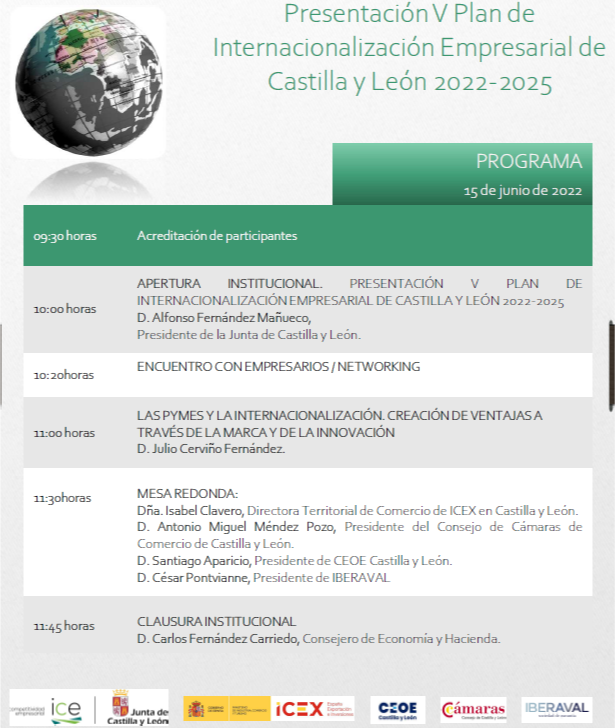 empresasjcyl's tweet photo. #InternacionalizaciónJcyl
📆 15 Junio ACTO PRESENTACION #VPlanInternacionalizaciónJCYL 
Te invitamos a conocer las nuevas líneas de trabajo para los próximos🌎con @icex_ @ceoe_cyl @camarascyl @iberaval 
 ¡Plazas Limitadas!👉 https://t.co/JoytRkjsKV https://t.co/PkPIO1Ru8I