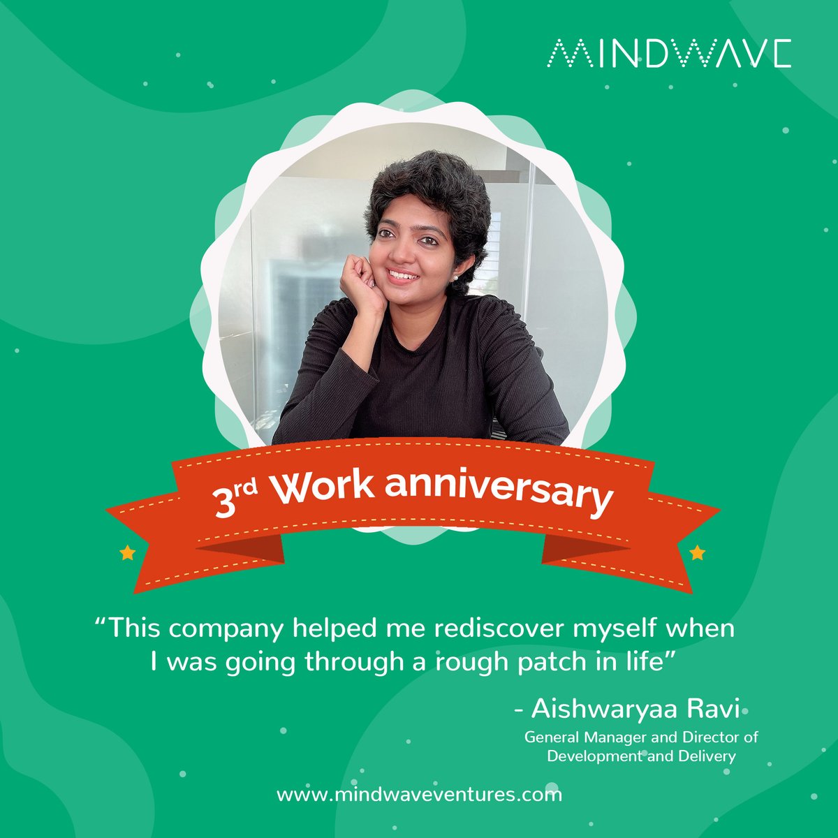 claryonsystems's tweet photo. Today marks the third anniversary of our GM and Director of Development and Delivery, Aishwaryaa, who has been a constant source of support and inspiration in building our company. We wish Aishwaryaa a very Happy Work Anniversary!

#work #anniversary #mindwaveventures https://t.co/GRbzGnxJ0j