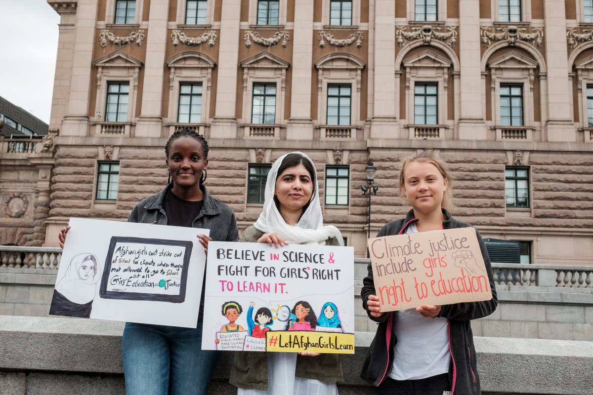 Malala Yousafzai (@malala) on Twitter photo ✨Educate girls for climate justice✨
Scenes from today's <a href="/Fridays4future/">Fridays For Future</a> Stockholm strike where movements came together in solidarity with Afghan girls and their right to learn. <a href="/olya_mrd/">Olya Morady</a> | <a href="/Riseupmovt/">Rise up Movement</a> | <a href="/MalalaFund/">Malala Fund</a> | <a href="/vanessa_vash/">Vanessa Nakate</a> | <a href="/GretaThunberg/">Greta Thunberg</a>
#LetAfghanGirlsLearn ✨Educate girls for climate justice✨
Scenes from today's <a href="/Fridays4future/">Fridays For Future</a> Stockholm strike where movements came together in solidarity with Afghan girls and their right to learn. <a href="/olya_mrd/">Olya Morady</a> | <a href="/Riseupmovt/">Rise up Movement</a> | <a href="/MalalaFund/">Malala Fund</a> | <a href="/vanessa_vash/">Vanessa Nakate</a> | <a href="/GretaThunberg/">Greta Thunberg</a>
#LetAfghanGirlsLearn