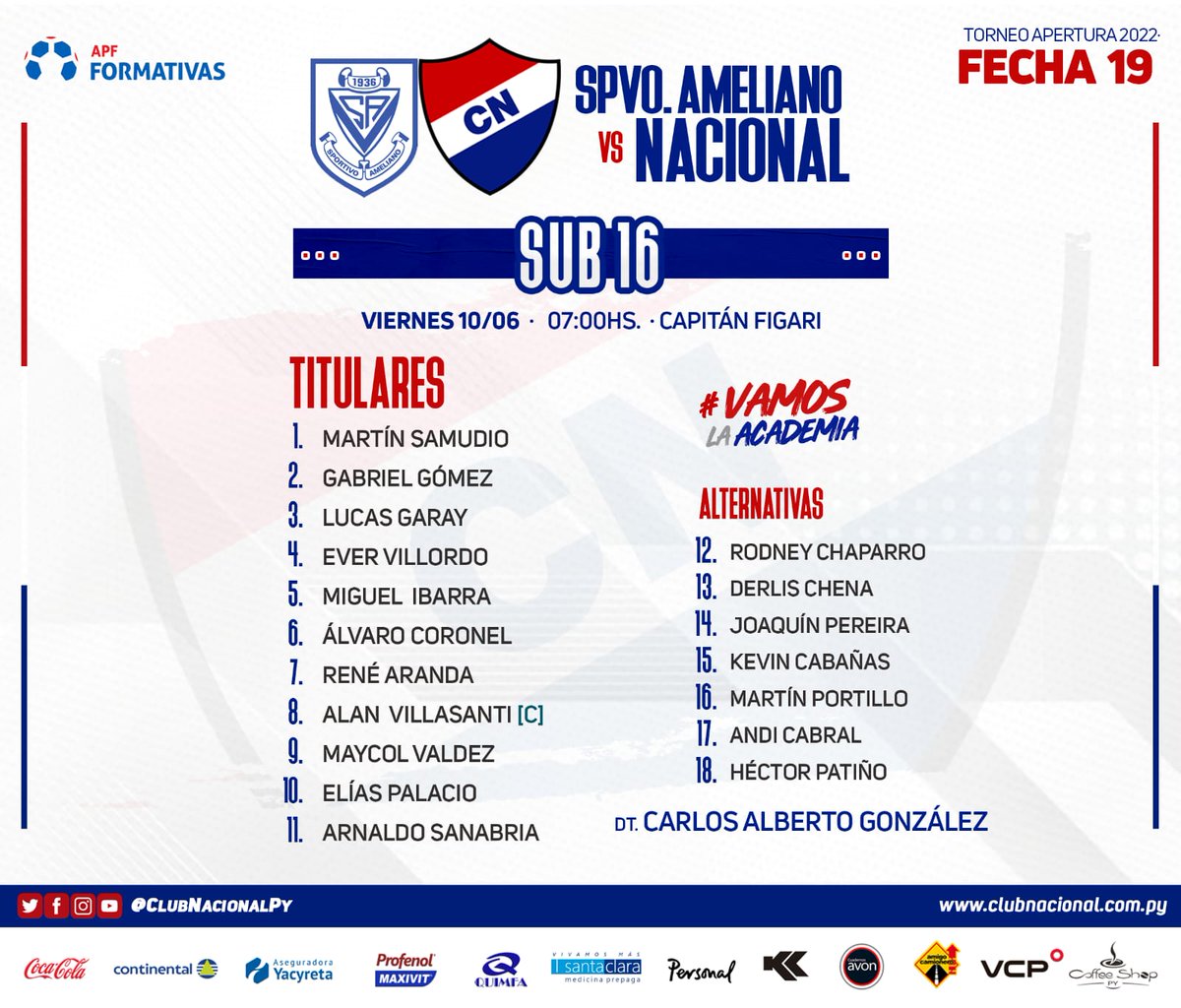 CanteradelTrico's tweet photo. #CanteraTricolor π΄βͺπ΅
#catSub16β½οΈππ»ββοΈ
π Torneo #Apertura2022
Β‘YA SE JUEGA!
Ameliano ποΈ #NACIONAL
#VamosLaAcademia https://t.co/6DIsjOb2Zw