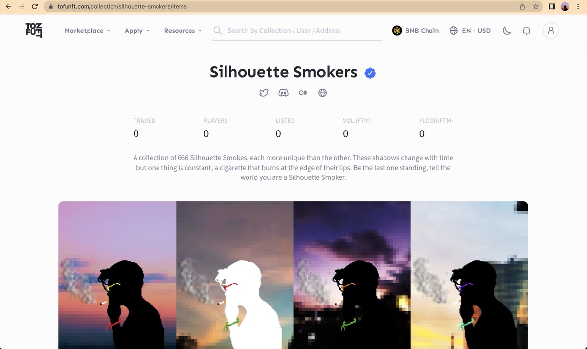 silhouettesmoke's tweet photo. Our collection is now live and verified βοΈβοΈβοΈon @tofuNFT marketplace.π₯π₯π₯
π- https://t.co/HpwNHzjGcE
βοΈ Mint Countdown - 24 hrs, UTC 12 P.M
π RISE UP SMOKERS, GET READY π
#NFTs #NFTCommunity #PFTNFT #FTM https://t.co/ydj3ecNmV5