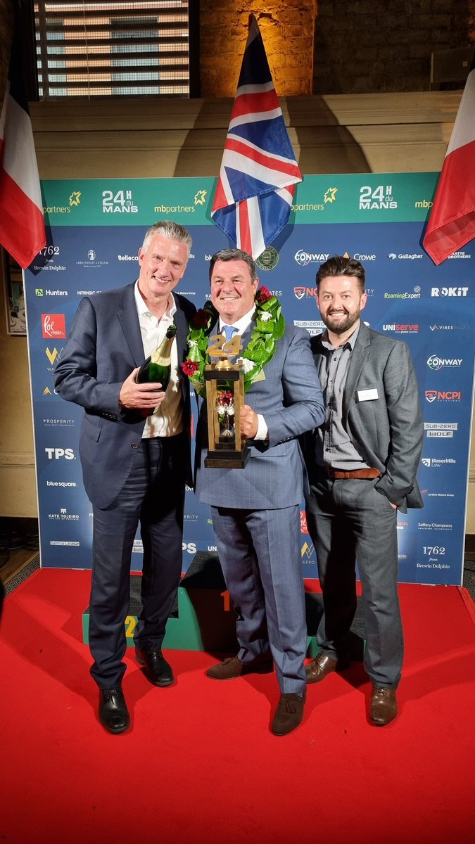 StevePerryCIM's tweet photo. Extremely excited to watch the @24hoursoflemans this weekend, even more so after celebrating last night with @markblundellf1 and @TheoPaphitis. 30 years since Mark won it 🏆 Superb event @MBPartners #LeMans24 https://t.co/JGKwHZv7Pp